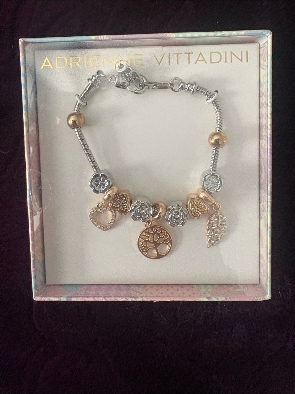 Adrienne Vittadini Two-Tone Charm tree of life Bracelet - NIB